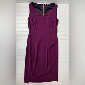Elie Tahari Sheath Dress 4 Sleeveless Plum Career 1329
